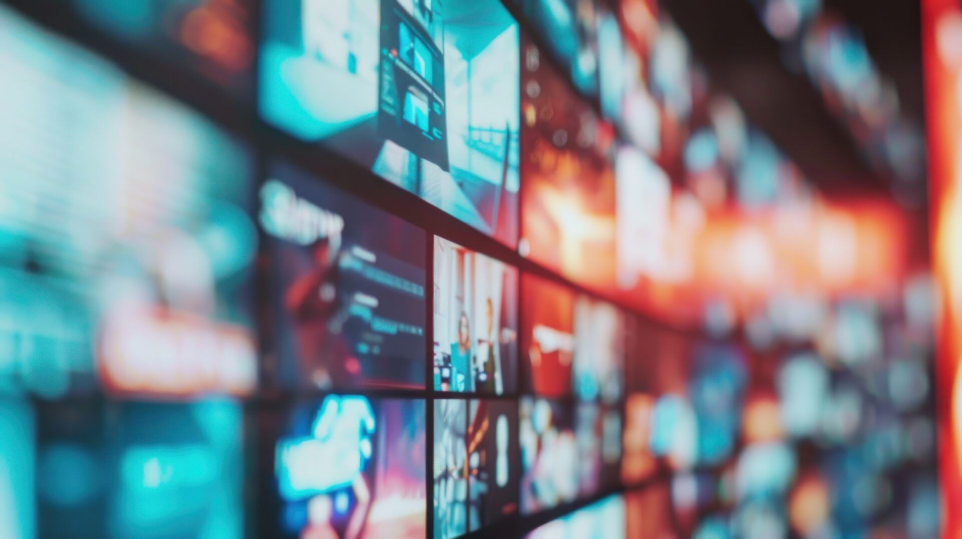 Wall of Screens with Colorful Content